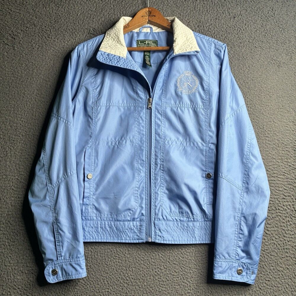 Ralph Lauren L-RL Active Women's Size L Blue Crest Full Zip Windbreaker Jacket